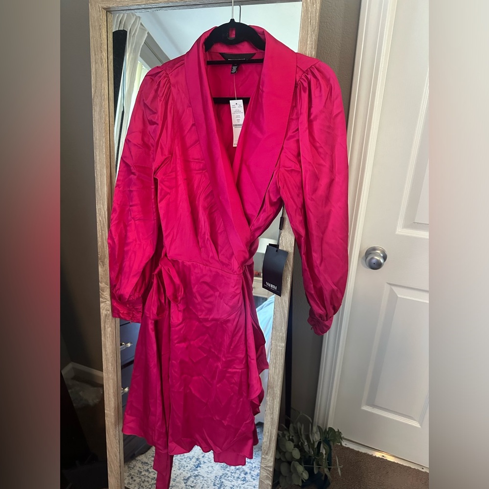 NWT WHBM Satin Wrap Mini Dress